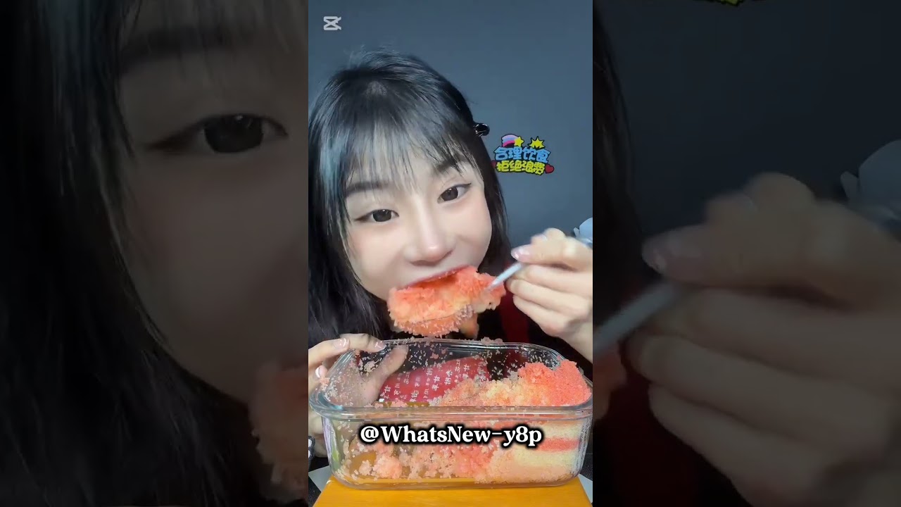 #ASMR pink white tobiko eggs EXTREMELY crunchy fishroe #fyp 