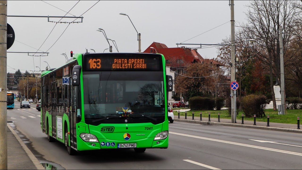 Călătorie cu Autobuzul Mercedes Benz Citaro Hybrid #7041 în prima sa apariție pe linia 163