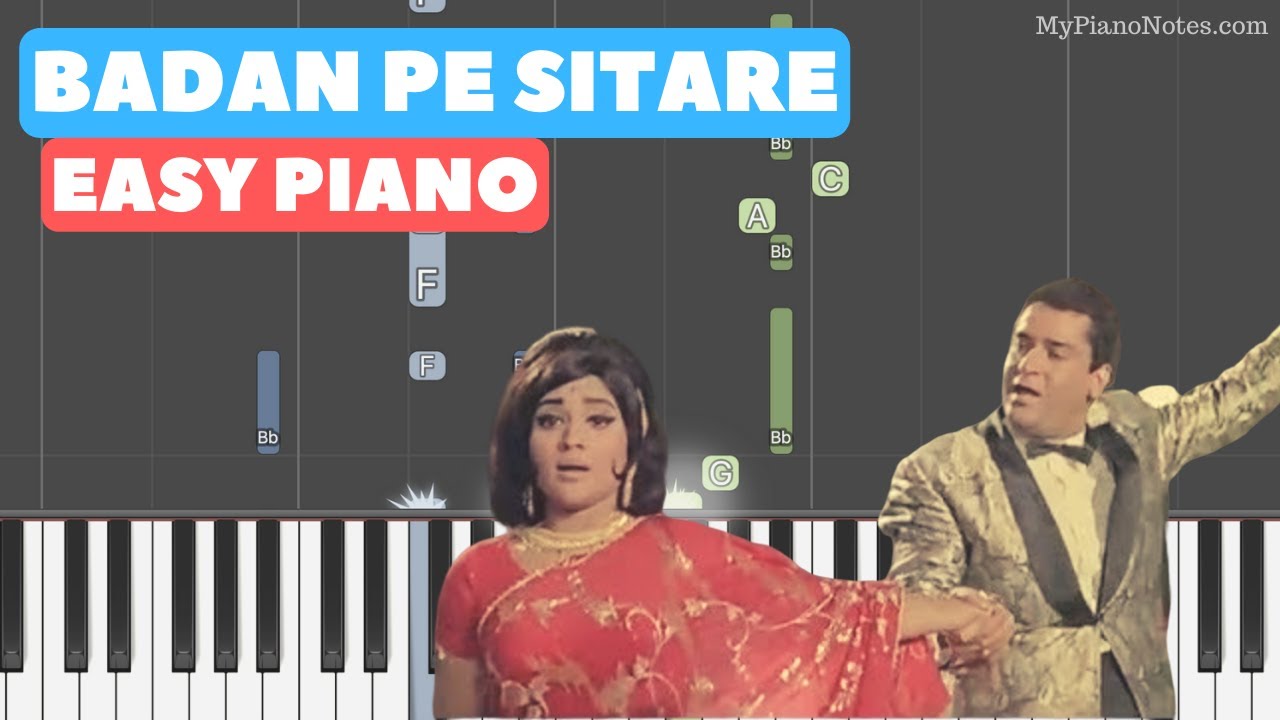 Badan Pe Sitare - Piano Tutorial with Chords | Easy to Play Old Hindi Song