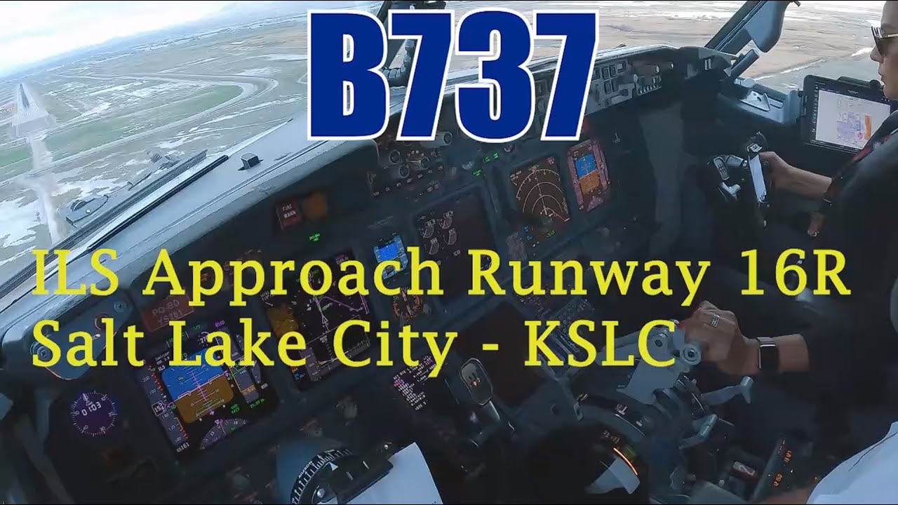B737 NG | ILS to Runway 16R Salt Lake City, Utah | Cockpit/Nose View | ATC Audio | Navigation Charts