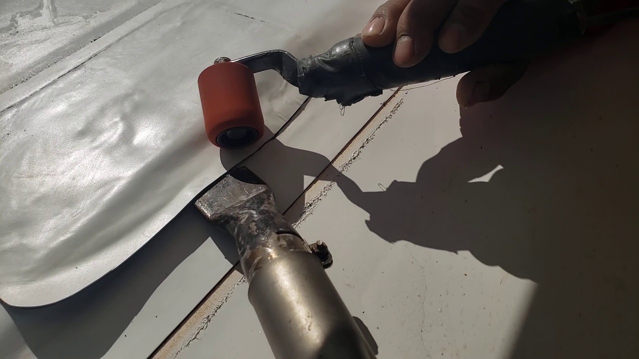 welding pvc membrane sarnafill soldando membrana de pvc sarnafill