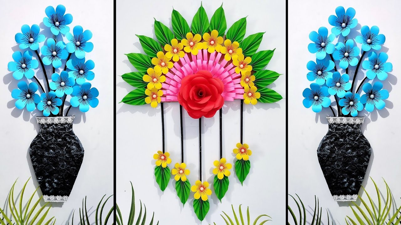 Quick and easy paper wall hanging craft ideas | Paper craft Home decor  | Paper flower wall decor