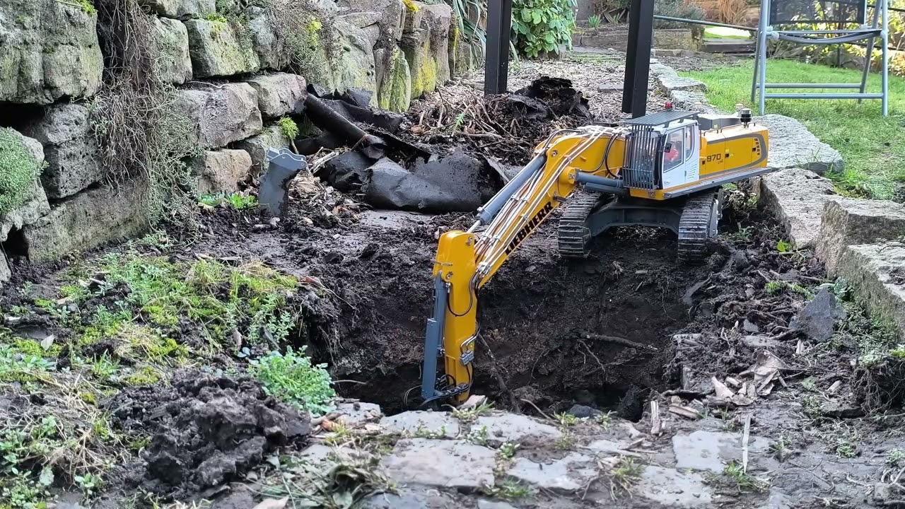 Reparatur des Weges mit RC Bagger Kabolite K970 - 100 S Pro #teil2