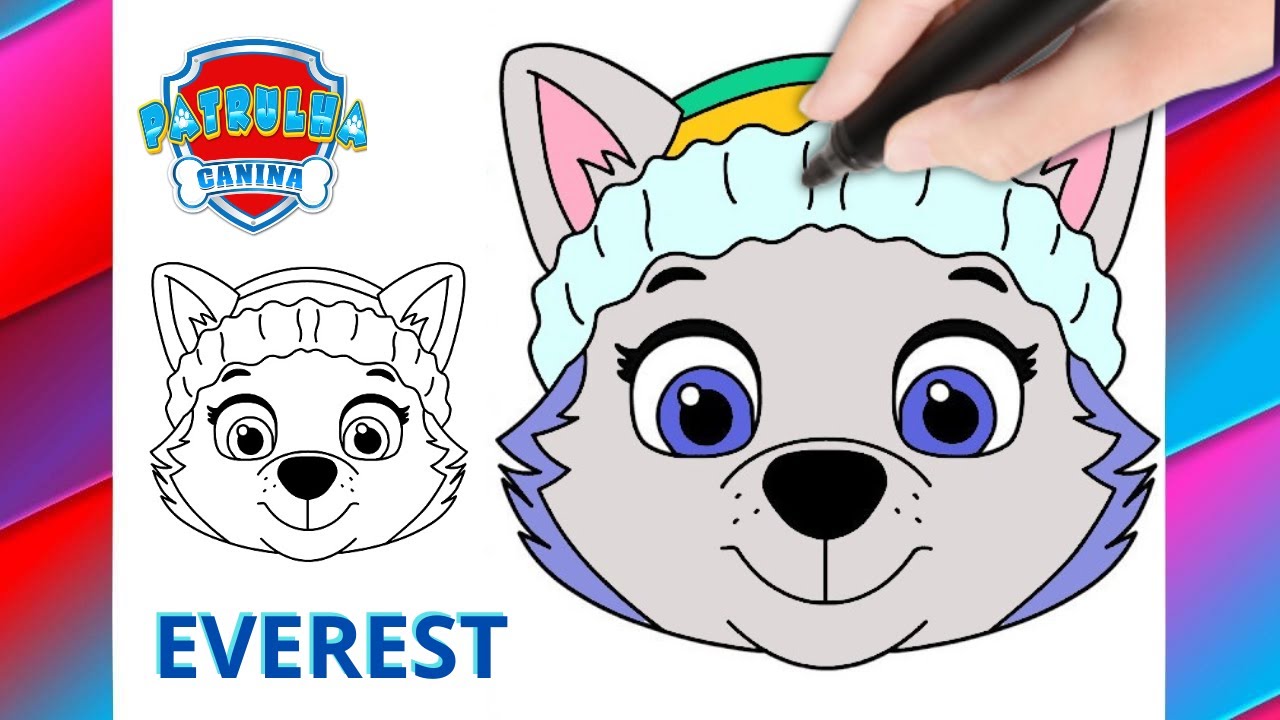 🔴Como desenhar A EVEREST DA PATRULHA CANINA - fácil e rápido!!