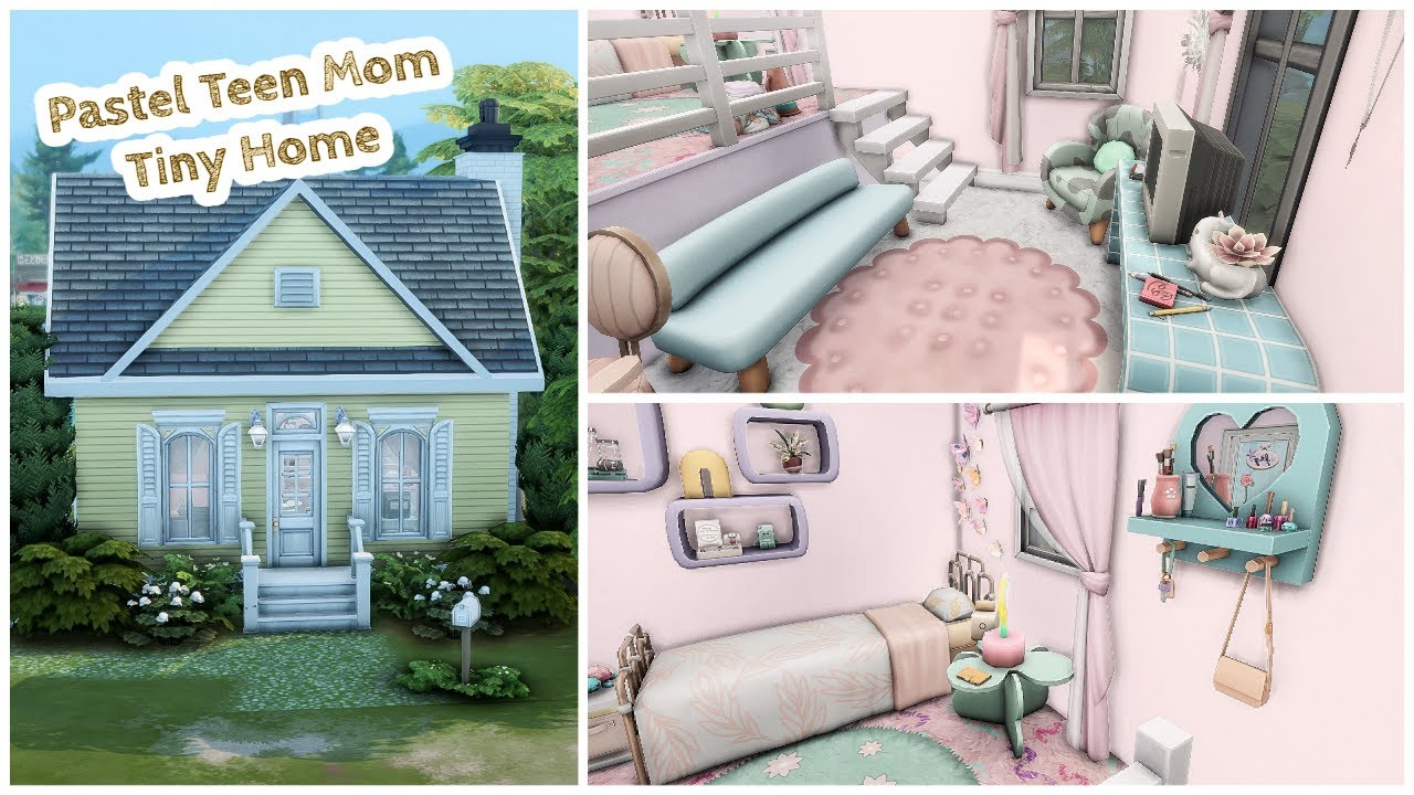 Pastel Teen Mom Tiny Home || The Sims 4 Speed Build || No CC