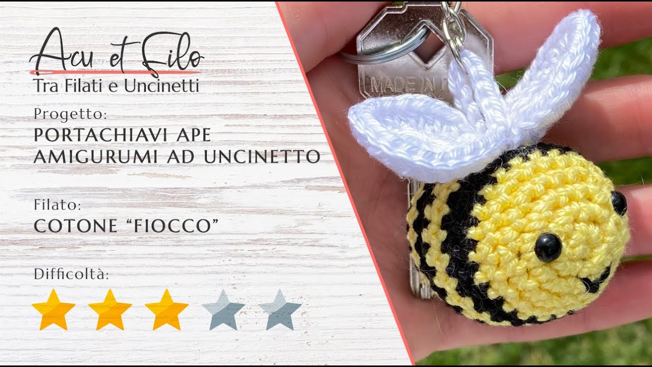 Tutorial portachiavi ape amigurumi ad uncinetto