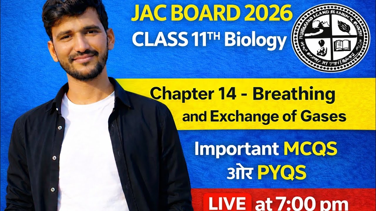 Breathing and Exchange of Gases | JAC BOARD | class 11th biology | PYQS