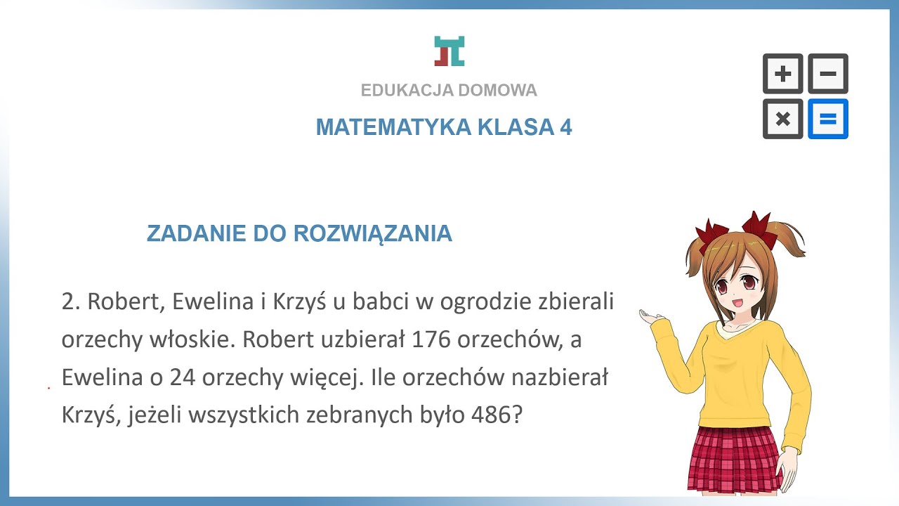 Matematyka klasa 4 - Zadanie tekstowe 1.2