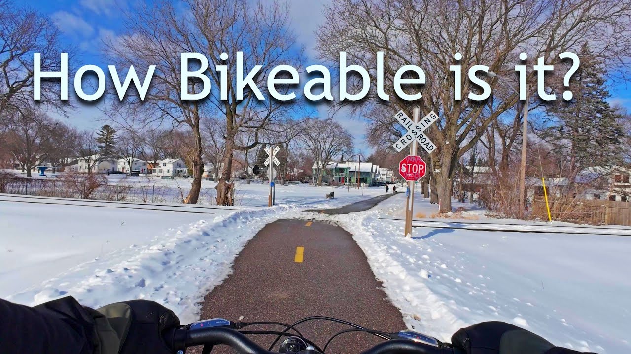 Biking the day after a winter storm - Madison WI - 4K