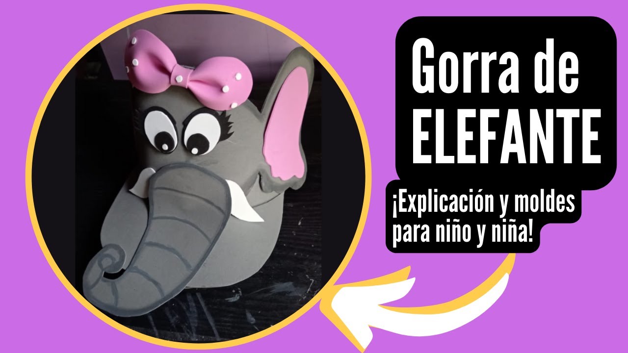 Gorra de Foami de Elefante  / Gorra de Elefante de Goma o Foamy / Gorra de animales