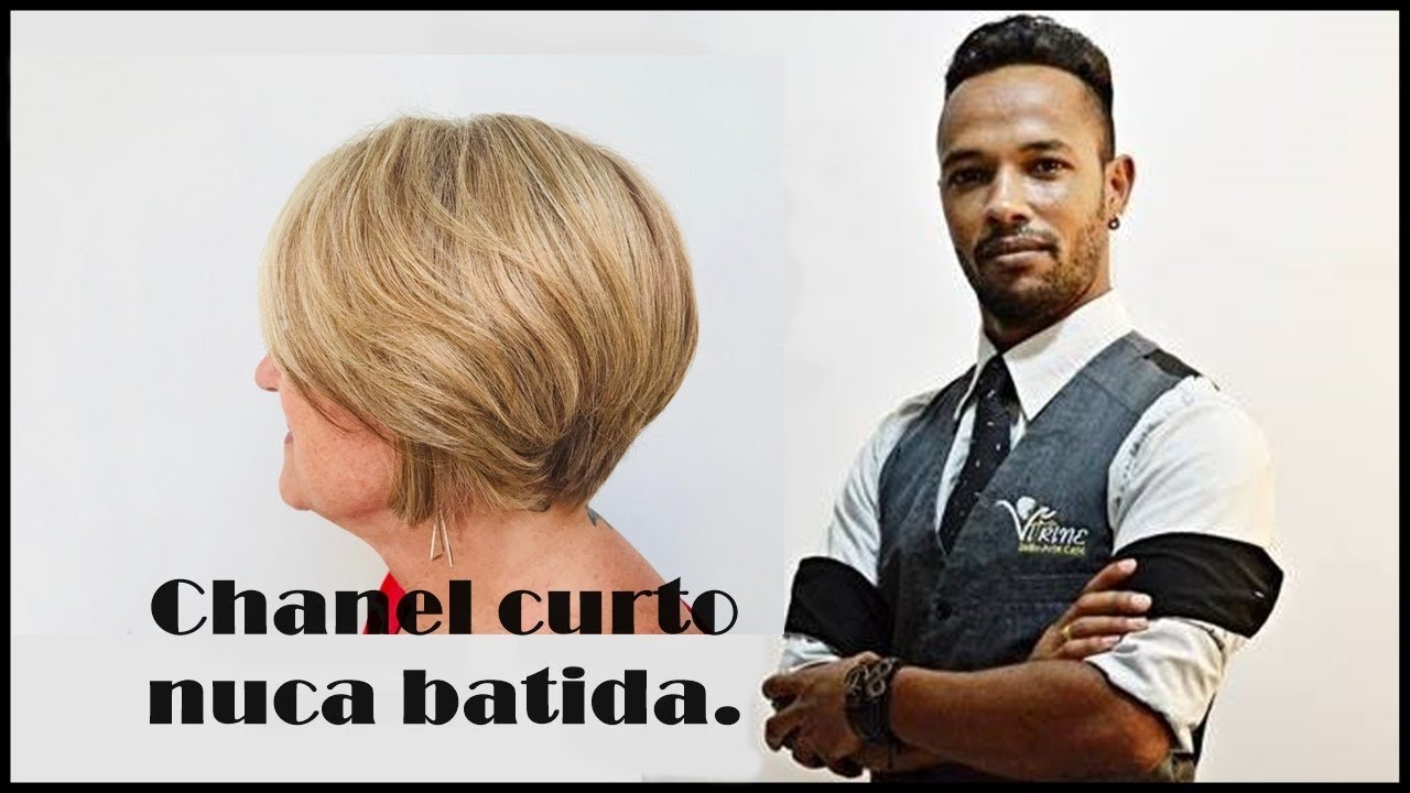 Como fazer o chanel de bico curto batido na nuca !  Chanel short at the nape of the neck.