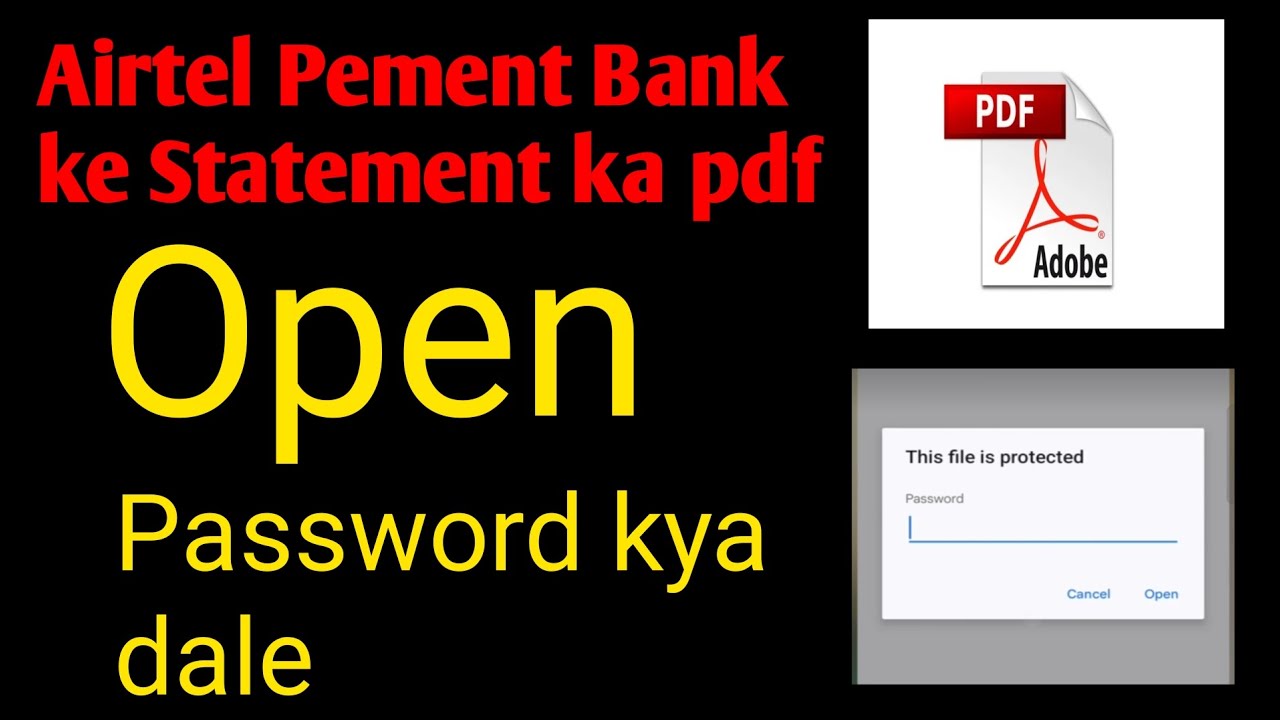 Airtel pement bank ke Statement ka pdf open karne ke liye password kya dale 🤔🤔#video 