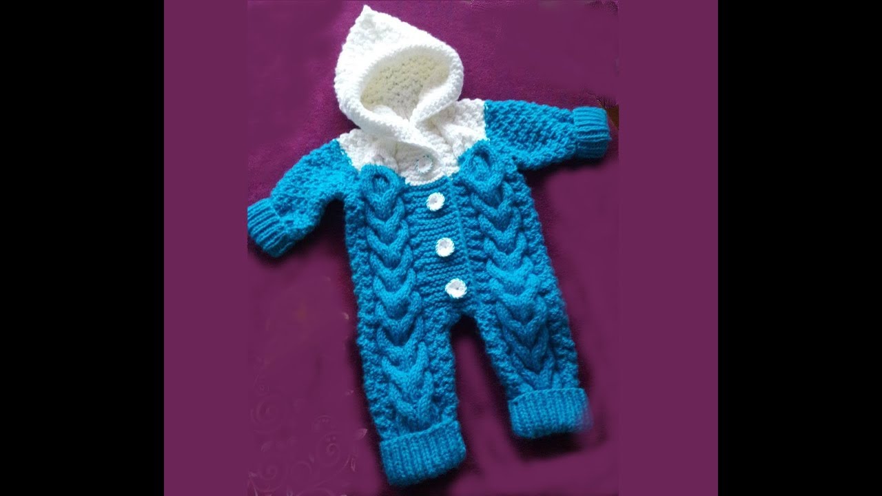 КОМБИНЕЗОН С КАПЮШОНОМ ДЕТСКИЙ С РЕГЛАНОМ СНИЗУ./knitting