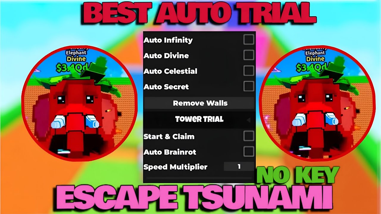 Escape Tsunami For Brainrots Script *NO KEY* - AUTO TOWER TRIAL, DUPE BRAINROT, TP TO END