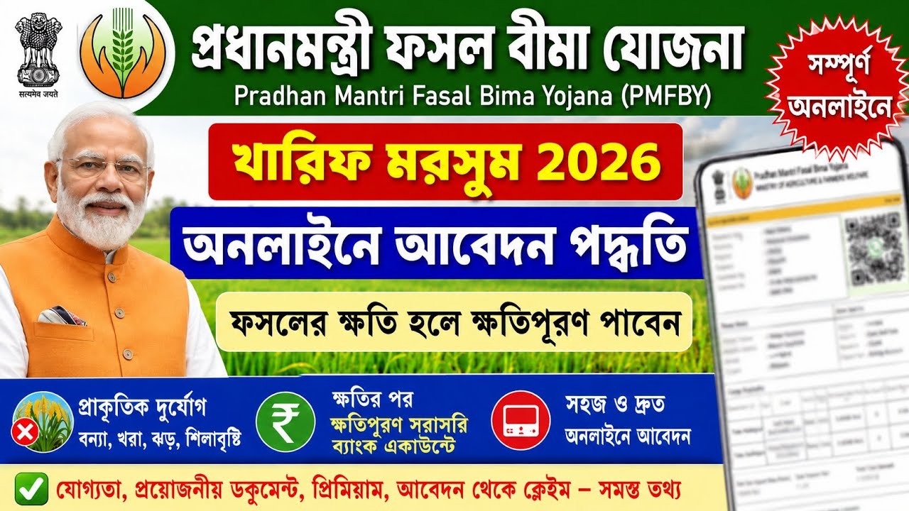 Pradhan Mantri Fasal Bima Yojana Online Apply Process 2026 | PMFBY Online Registration Process 2026
