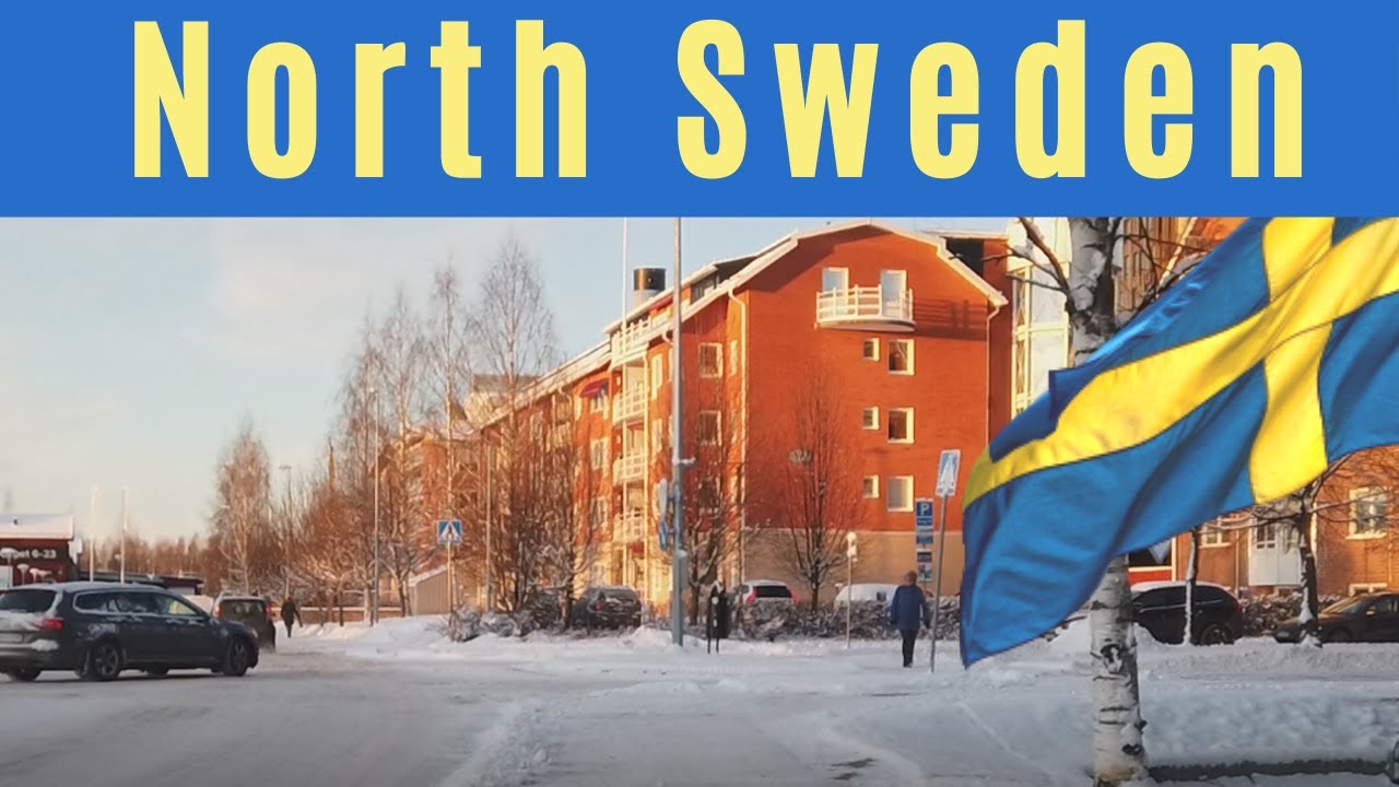 Virtual walk in small town in northern Sweden - Slow Living, Slow pace in North Sweden. Winter walk