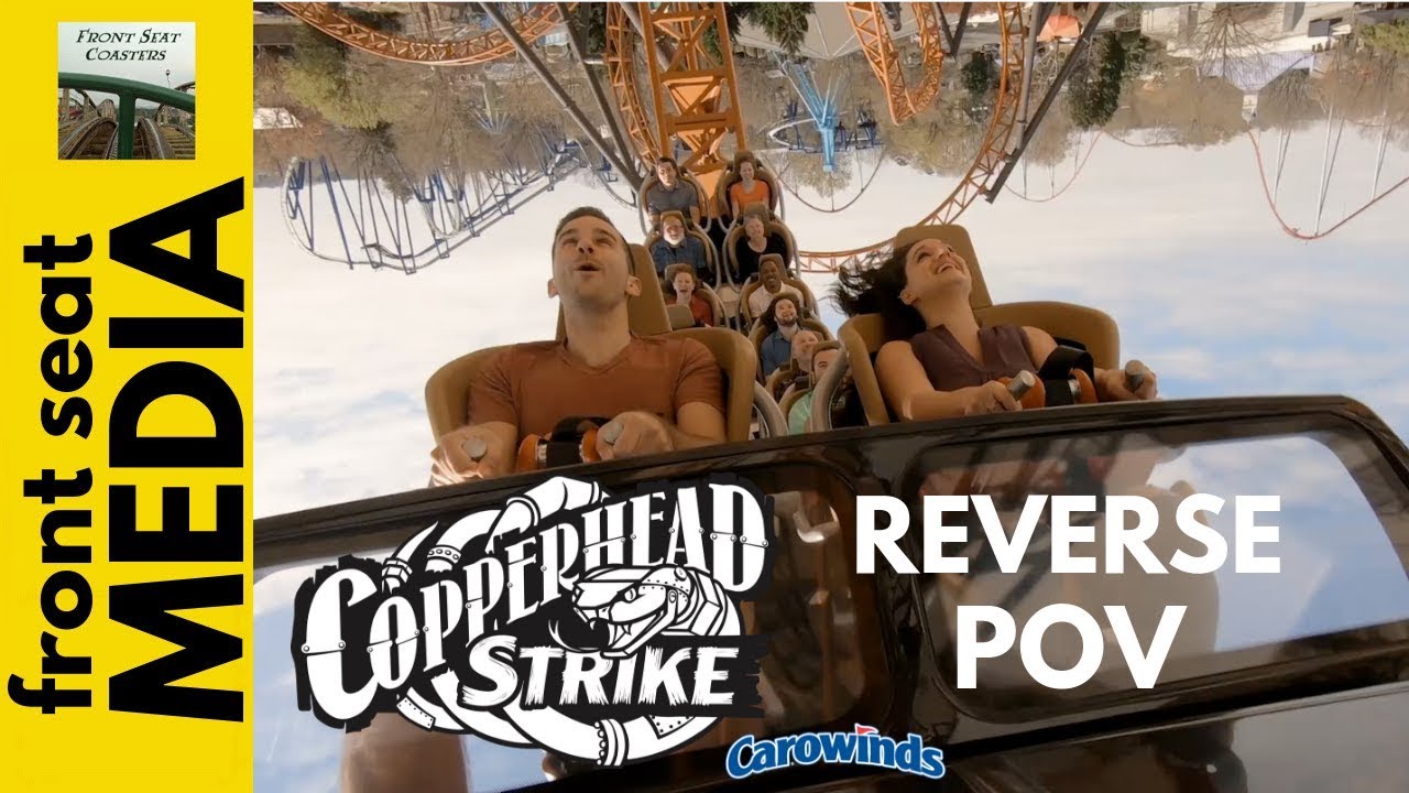 Copperhead Strike on-ride reverse POV Carowinds 2019 New Roller Coaster