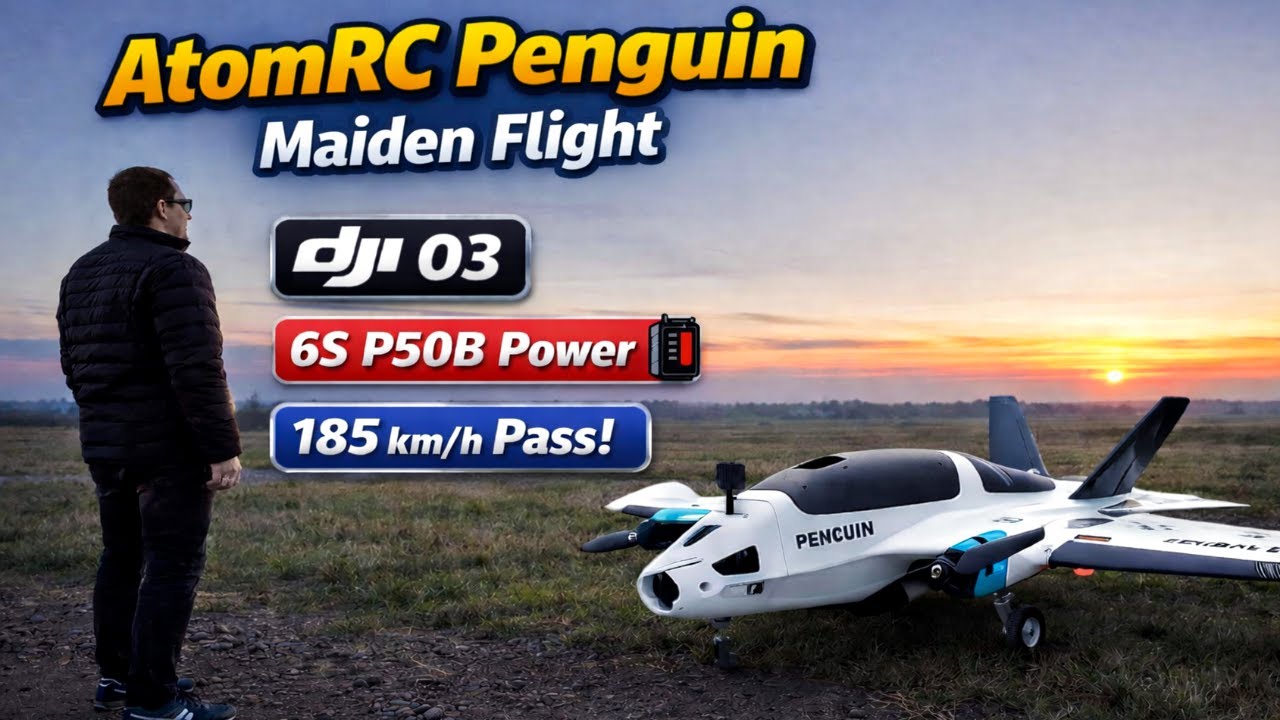 ✈️ AtomRC Penguin Maiden Flight Debrief &mdash; DJI O3, 6S P50B Power & 185 km/h Pass!