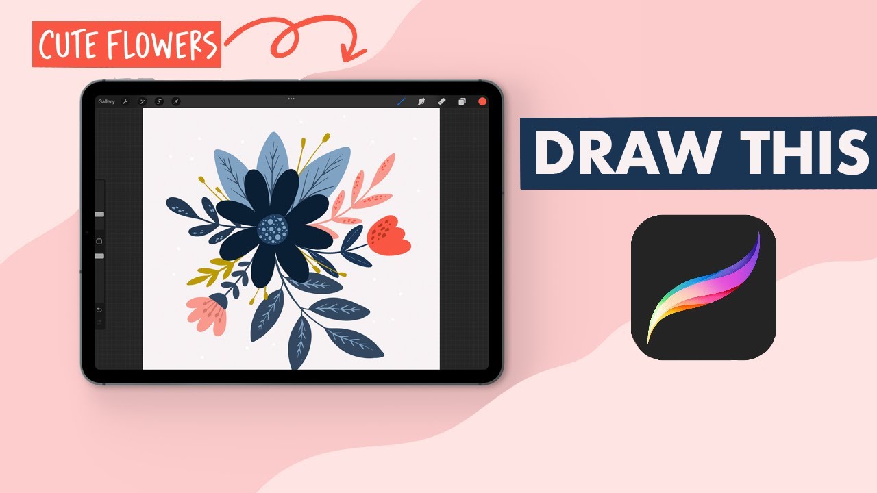 You Can Draw This Too! - Draw Cute Flat Flowers In Procreate🌸