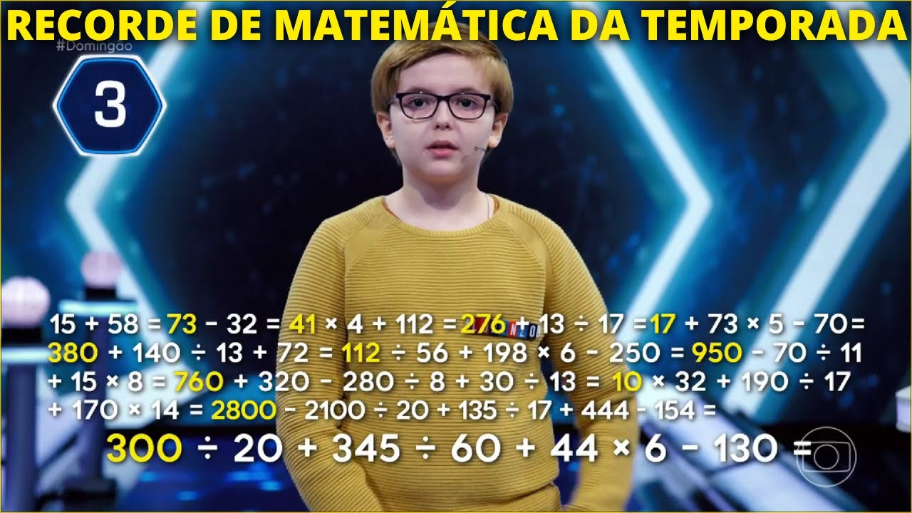Pequenos gênios 2023 - Novo recorde na matemática  - Lorenzo - caldeirão com Hulk