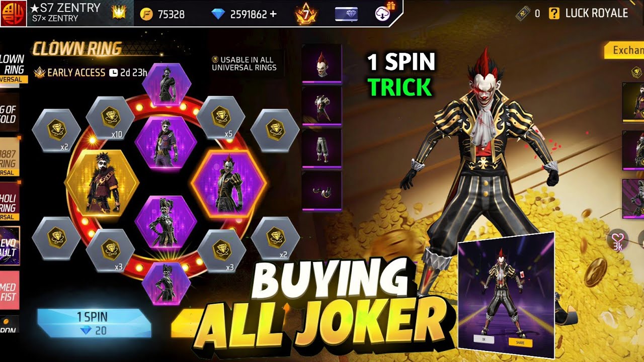 I GOT ALL JOKER BUNDLE 😱 | NEW CLOWN RING EVENT | LEGENDARY JOKER SPIN TRICK | FF NEW EVENT TODAY