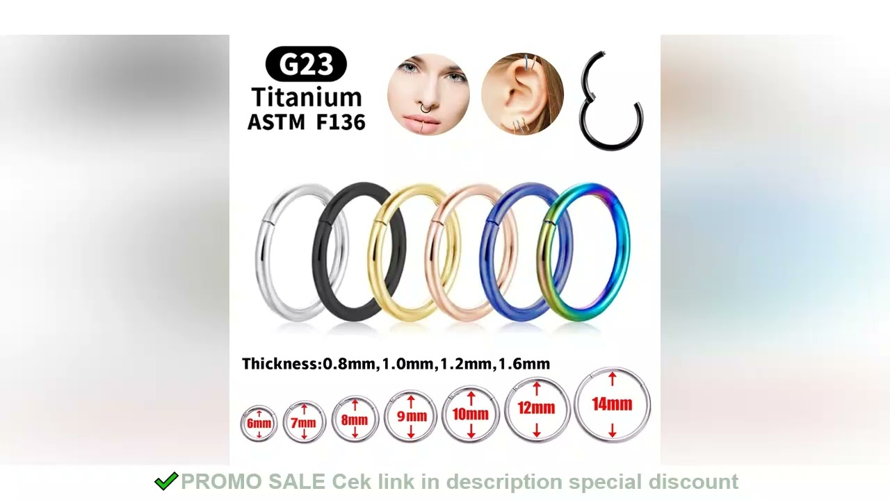 G23 Titanium Nose Rings Mixed Color Body Clips Hoop For Women Men Cartilage Piercing Jewelry Segment