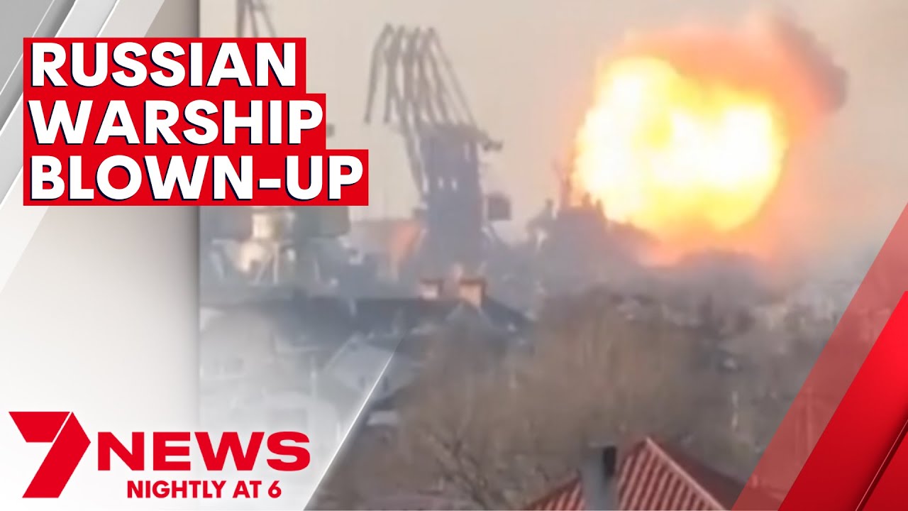 Russian warship blown-up at the port of Berdyansk by Ukrainian forces | 7NEWS