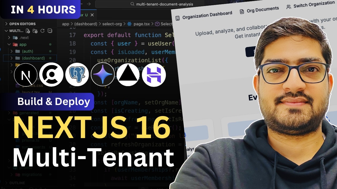 Multi Tenant Next.js 16 Tutorial: Build a SaaS with Clerk, PostgreSQL & Gemini AI | Full Course 2026