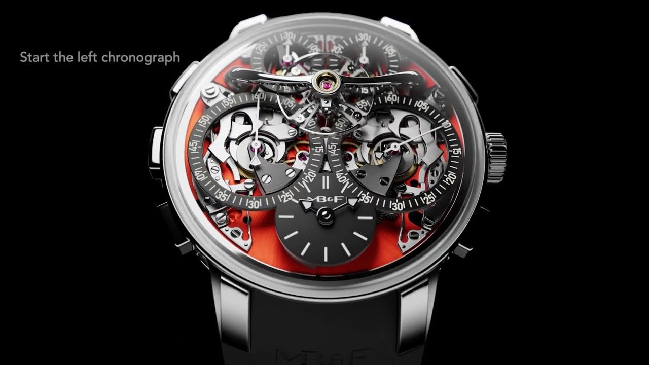 MB&F Legacy Machine Sequential EVO, a single movement featuring two column-wheel chronographs