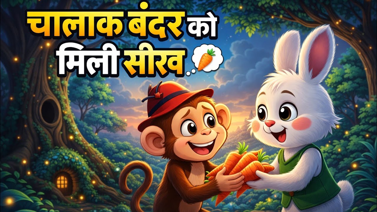 🔥 चालाक बंदर को मिली सीख 🐵🐰