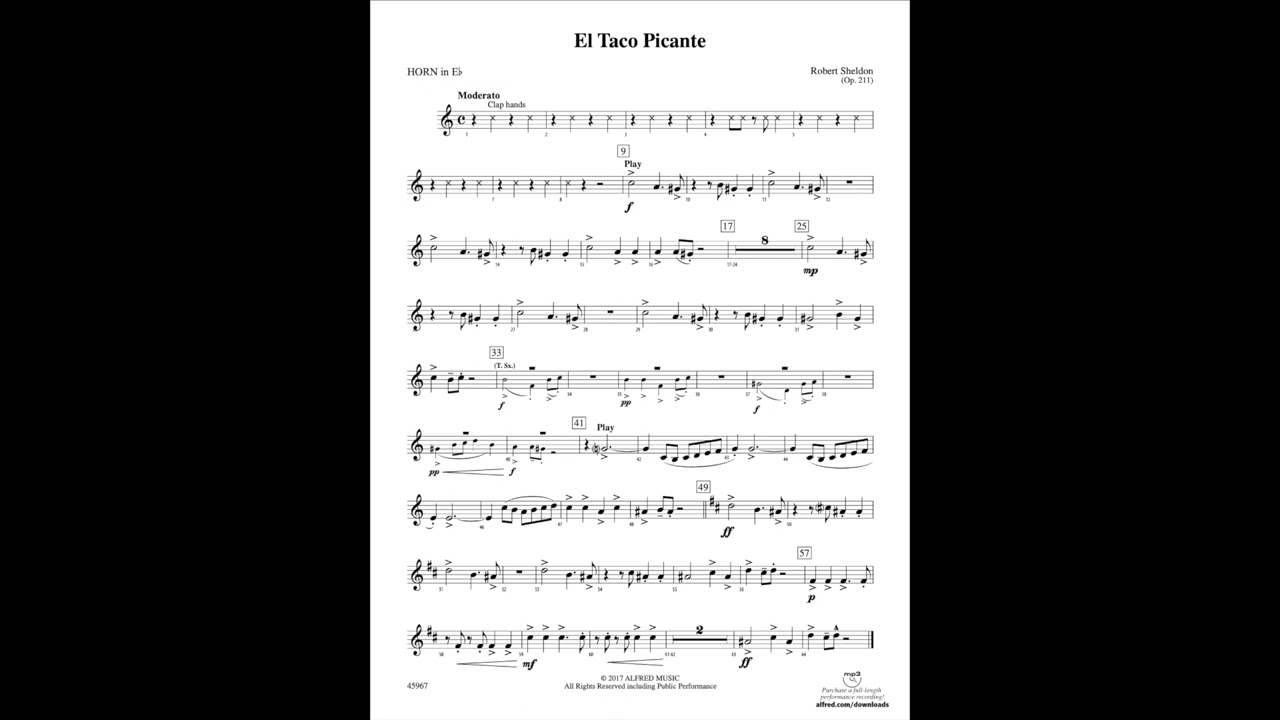 El Taco Picante (Alto Horn part) by Robert Sheldon