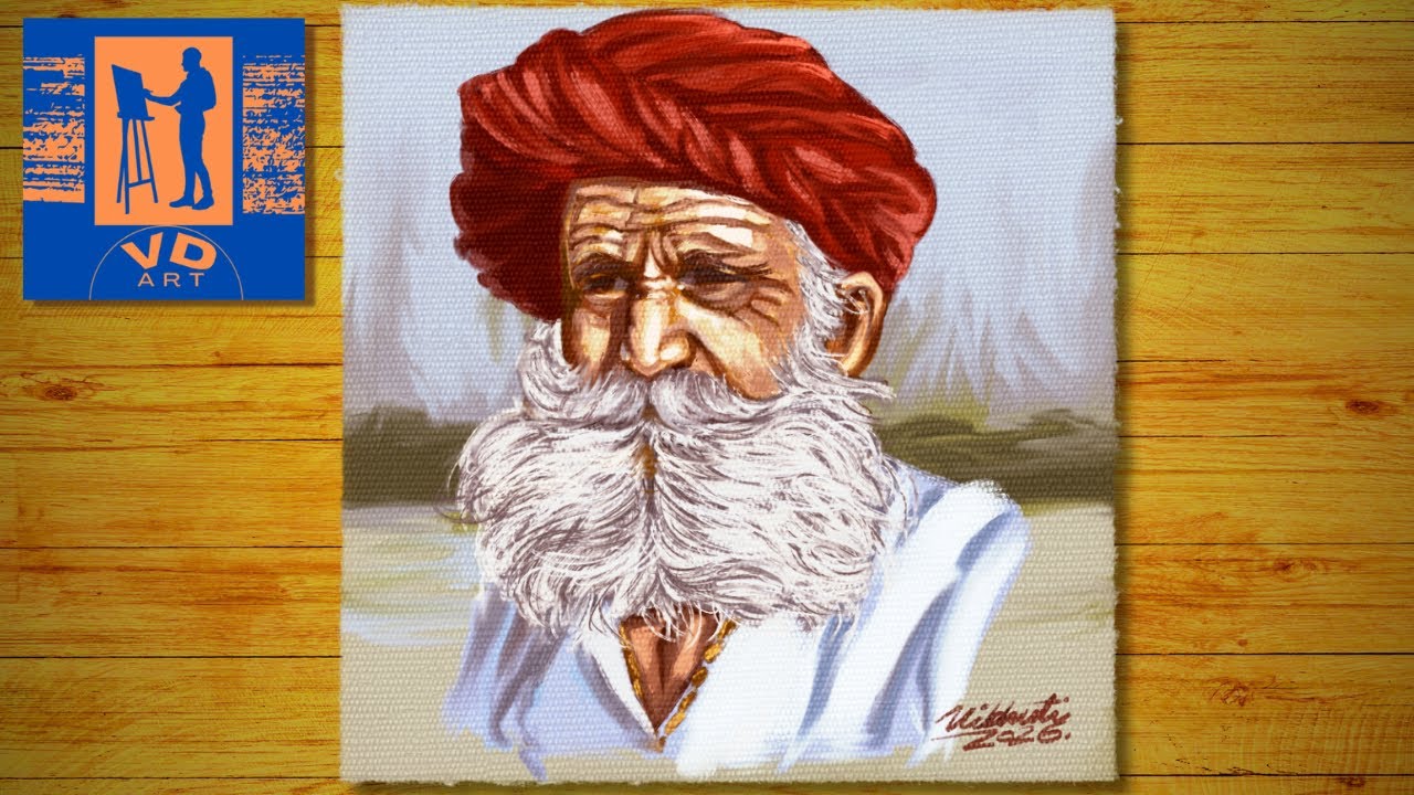 Old Rajasthani Man Portrait | Digital Painting | Easy Beginners Tutorial