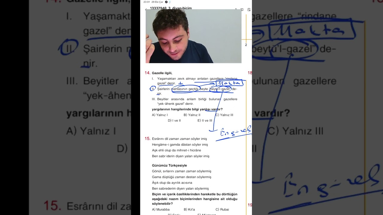 ayt edebiyat divan edebiyatı soru çözümü canlı yayın