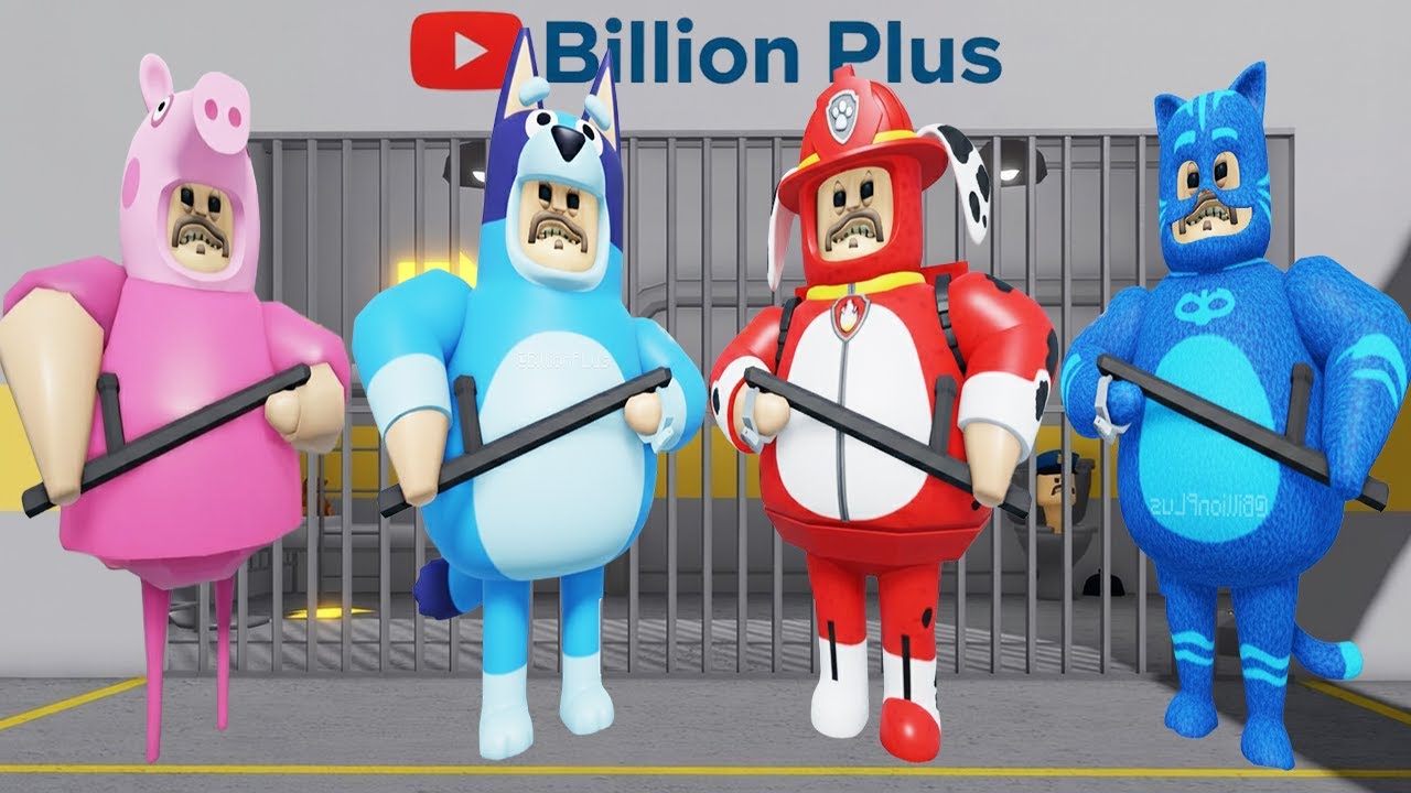 PEPPA PIG vs PAW PATROL vs PJ MASKS vs BLUEY BARRY'S PRISON RUN Obby New Update - Roblox All Morphs