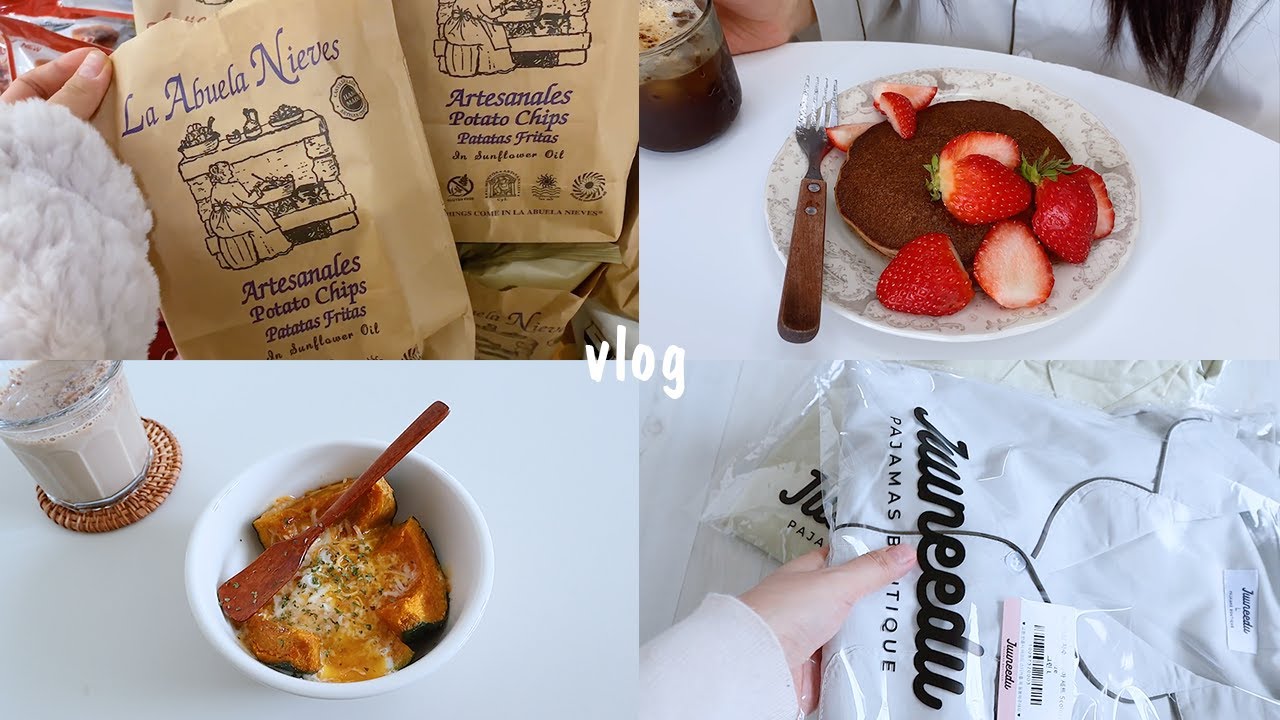 vlog. 나름 다이어트도 하지만 맛있는 것도 먹는 별 거 없는 일상 I 통밀 바나나 팬케이크와 그릭요거트 샌드위치 I 요즘 식전에 챙겨먹는 여성 유산균