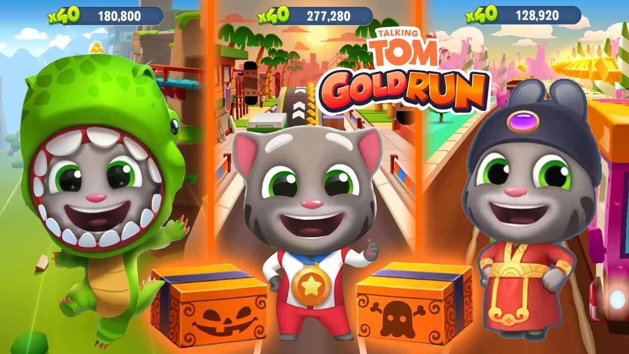 Talking Tom Gold Run - Fortune Tom vs Dino Tom vs Champion Tom // Halloween Treats Event 2024 🎃🍬