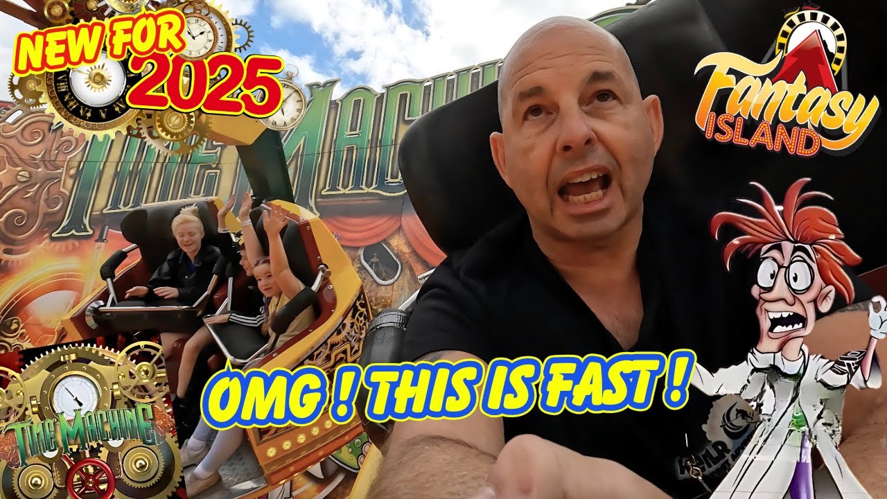 Lets Ride The TIME MACHINE VIP OPENING - at FANTASY ISLAND - and also take you on a few small rides