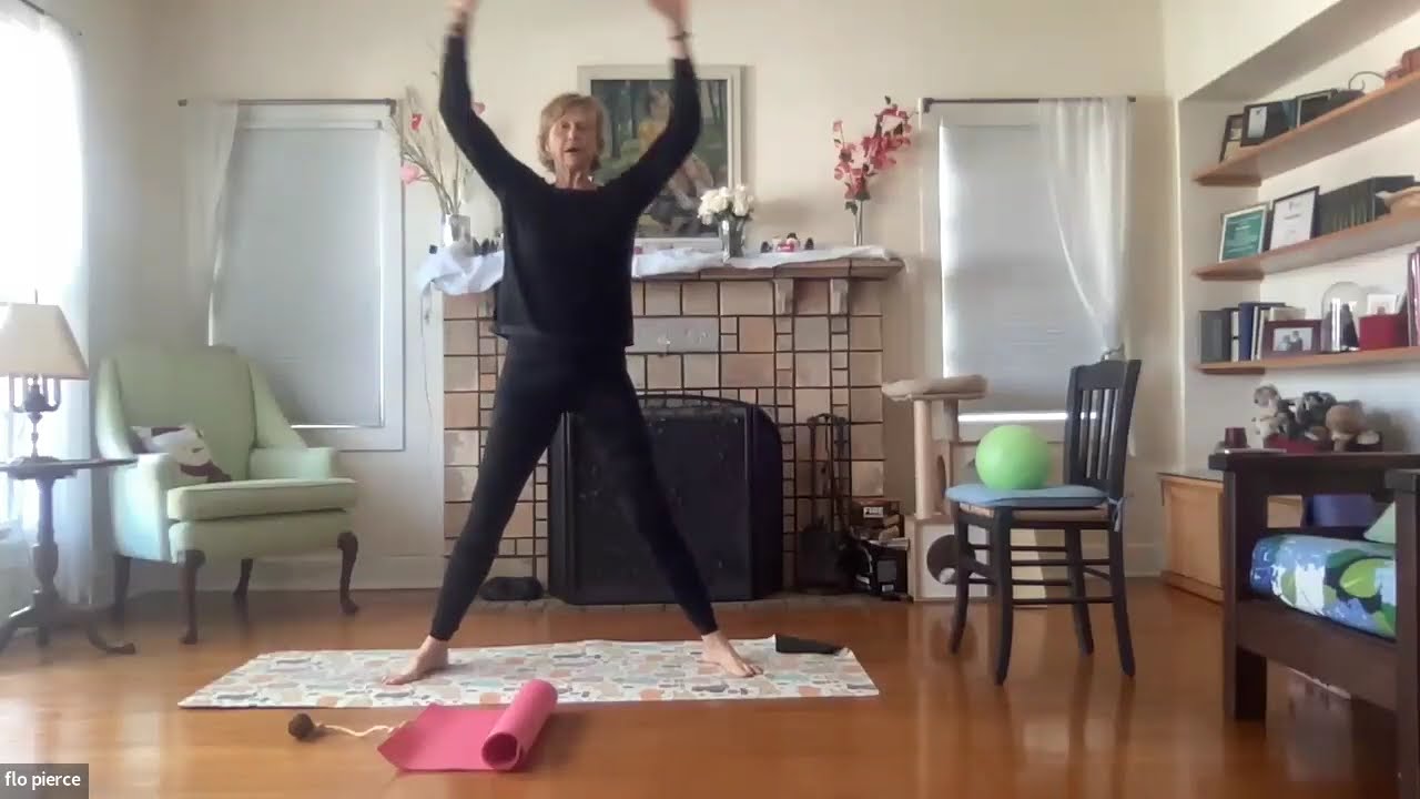 Barre with chair, ball, no cats :( and flo