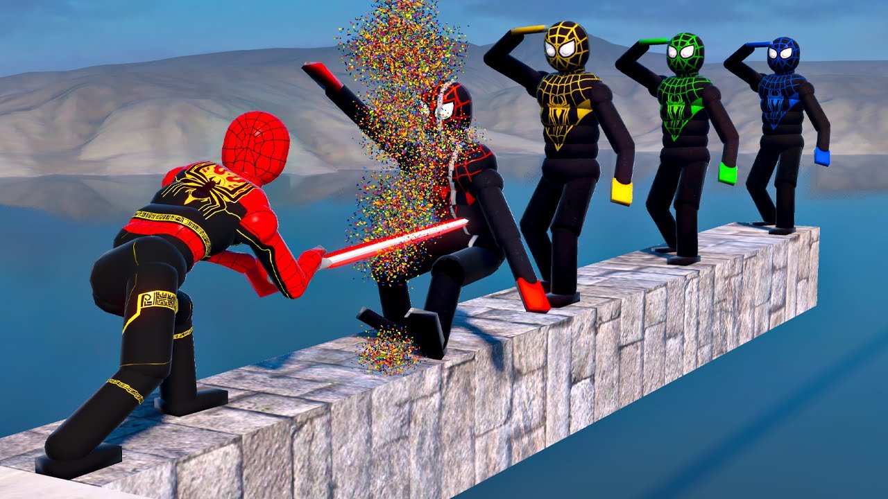 SPIDER-MAN vs IDLE NPCs | CRAZY GAME RAGOLL PHYSICS LIGHTSABER ACTION