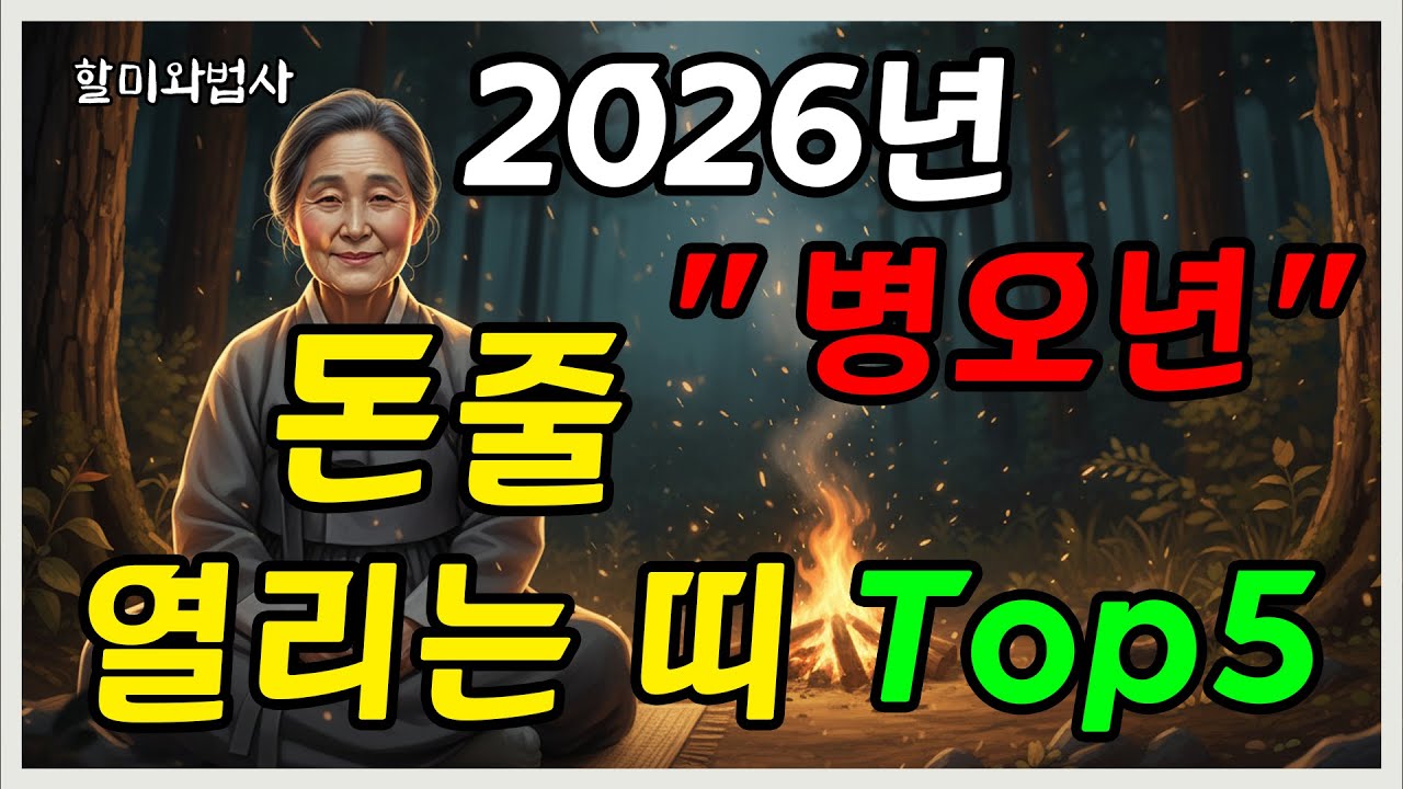 2026년 병오년, 돈줄 열리는 띠 TOP5 - 불의 해, 금이 흐른다 - 대박과 돈줄의 차이까지 알려주는 날 - 할미와법사 #병오년운세 #2026년운세 #돈줄 #부적 #할미와법사