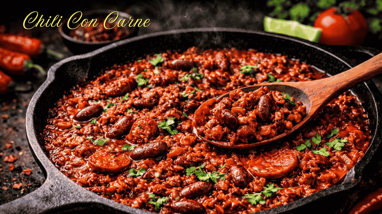 FAMILY FAVOURITE Cast Iron Chili Con Carne Recipe with Chorizo | Cast Iron Mexican Street Food Chili