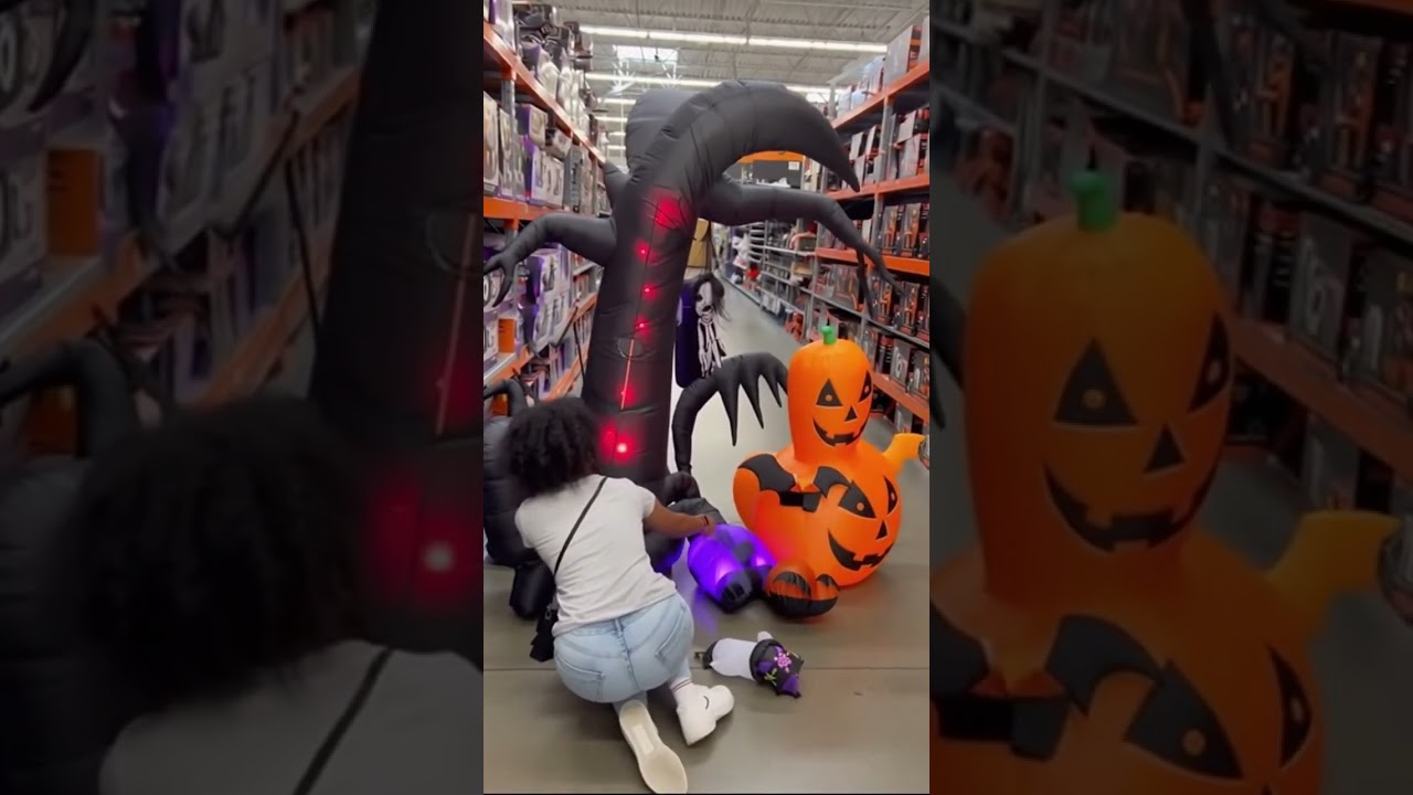 People are popping inflatables at Walmart 😧 #halloween #october #funny #shortsvideo #funnyshorts