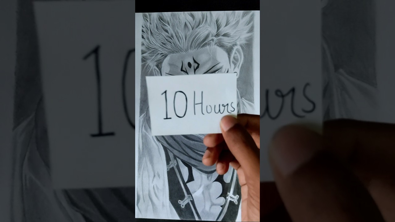 5min vs 1hr vs 10hr drawing challenge|drawing sukuna #sketch #drawing #anime #art #shorts #jjk#gojo