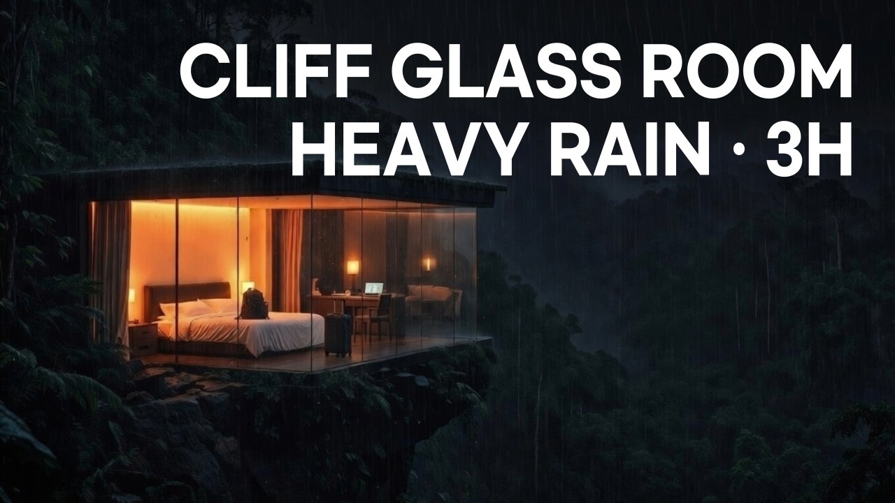 Deep Sleep on a Glass Cliff | Storm Rain Sounds • 3H