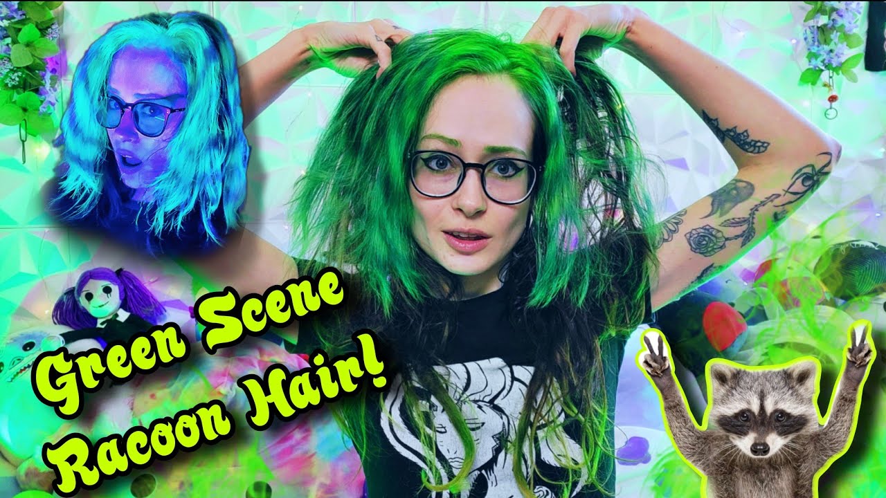 Волосы UV Green Scene! Пробую полоски, как у енота!