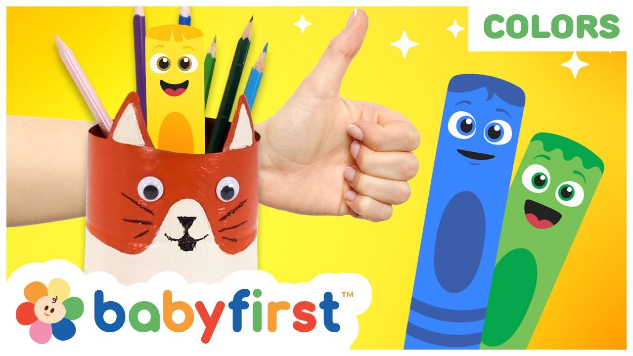 Toddler Learning Videos | COLOR CREW MAGIC - Cat Pencil Holder | DIY -Craft for Kids | BabyFirst TV