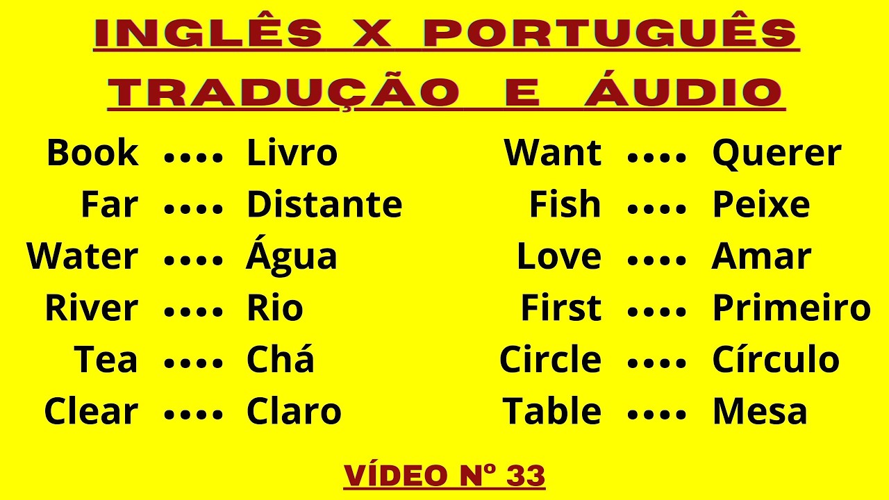 33º - INGLÊS X PORTUGUÊS: Iniciante e Intermediário / Tradução e Áudio / Facilitar a Compreensão