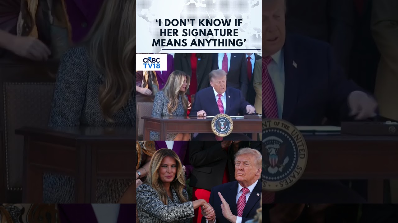 СМОТРИТЕ МОМЕНТ: Неловкая шутка Трампа о Мелании после подписания указа | N18G