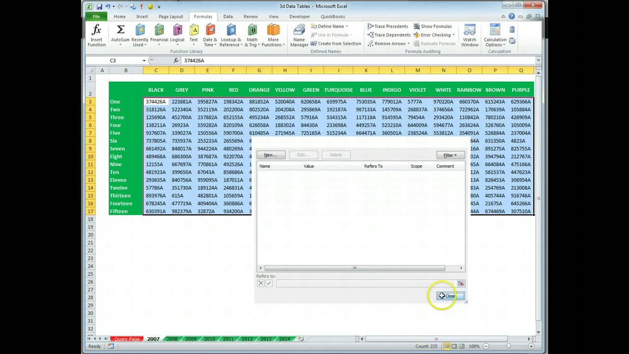 Three-Dimensional (3D) Tables in Excel