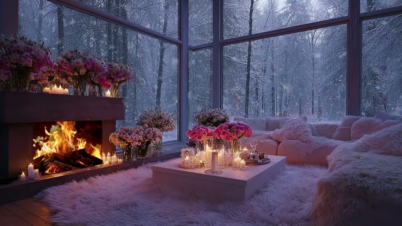Beautiful Soul - Warming Winter Sounds with Snow Wind Outside and Cozy Fire Inside the Room